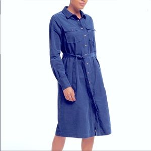 3/$20 NEW Nasty Gal Blue Corduroy Utility Belted Long Sleeve Duster Shirt Dress